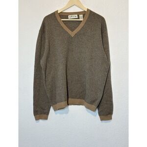 Orvis 100% Cashmere Sweater Mens‎ L Brown Gray Crewneck Pullover Soft Knit